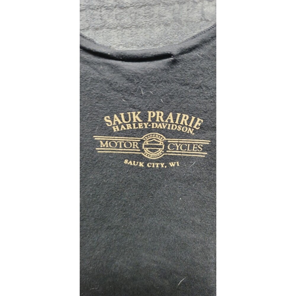 Harley-Davidson Sleeveless Tee • Sauk Prairie WI • Gold Studs • Women’s M •Black - Picture 7 of 7